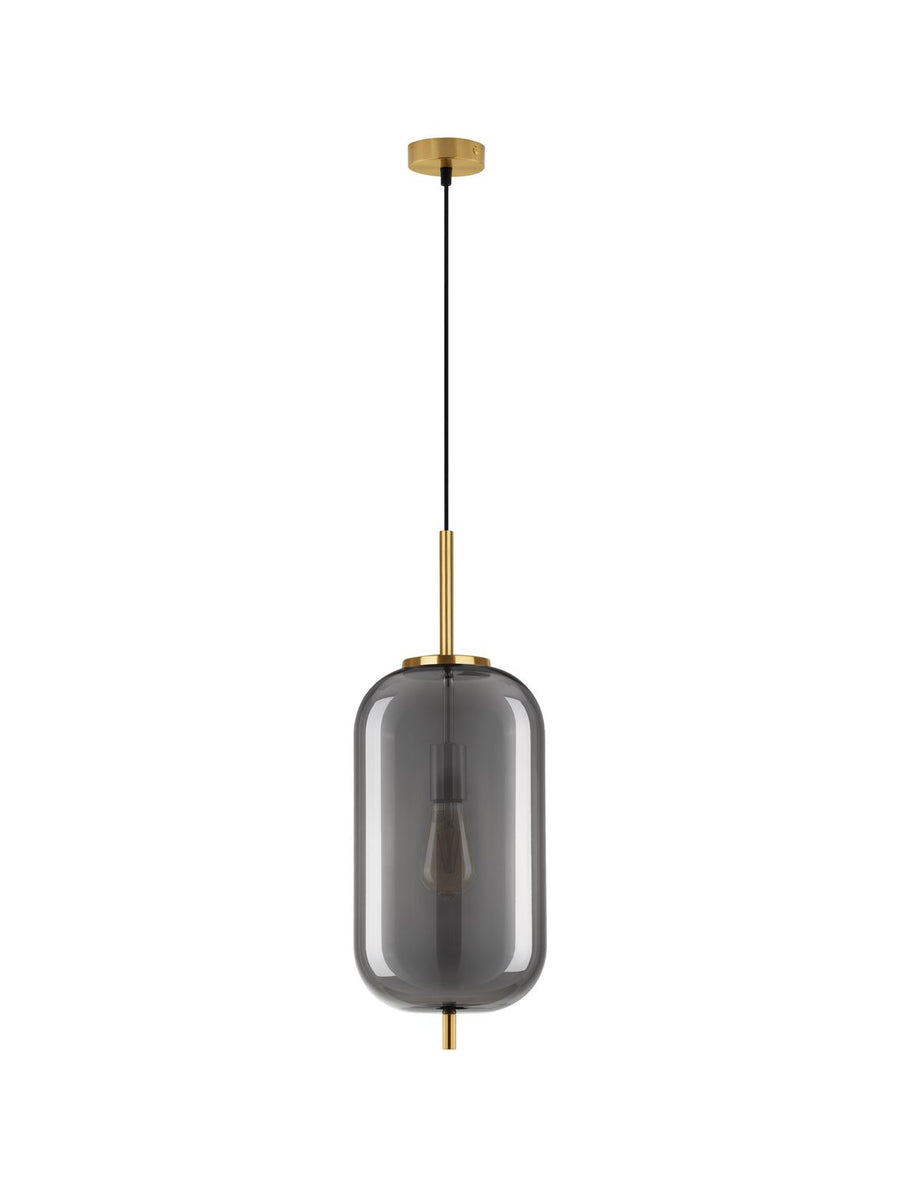 Vue de face du luminaire sur fond blanc avec câble et rosace