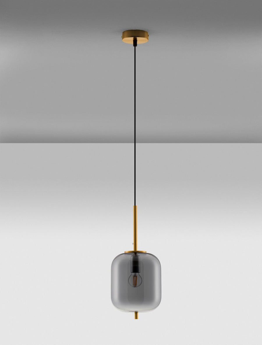 Suspension Lato dorée et fumée, verre (9624097)