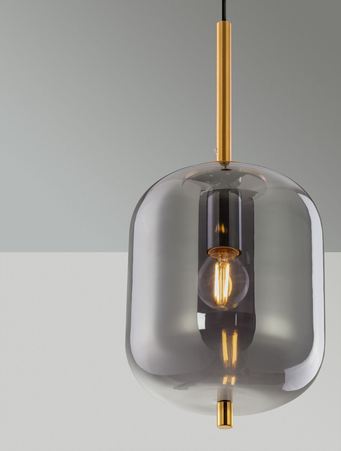 Suspension Lato dorée et fumée, verre (9624097)
