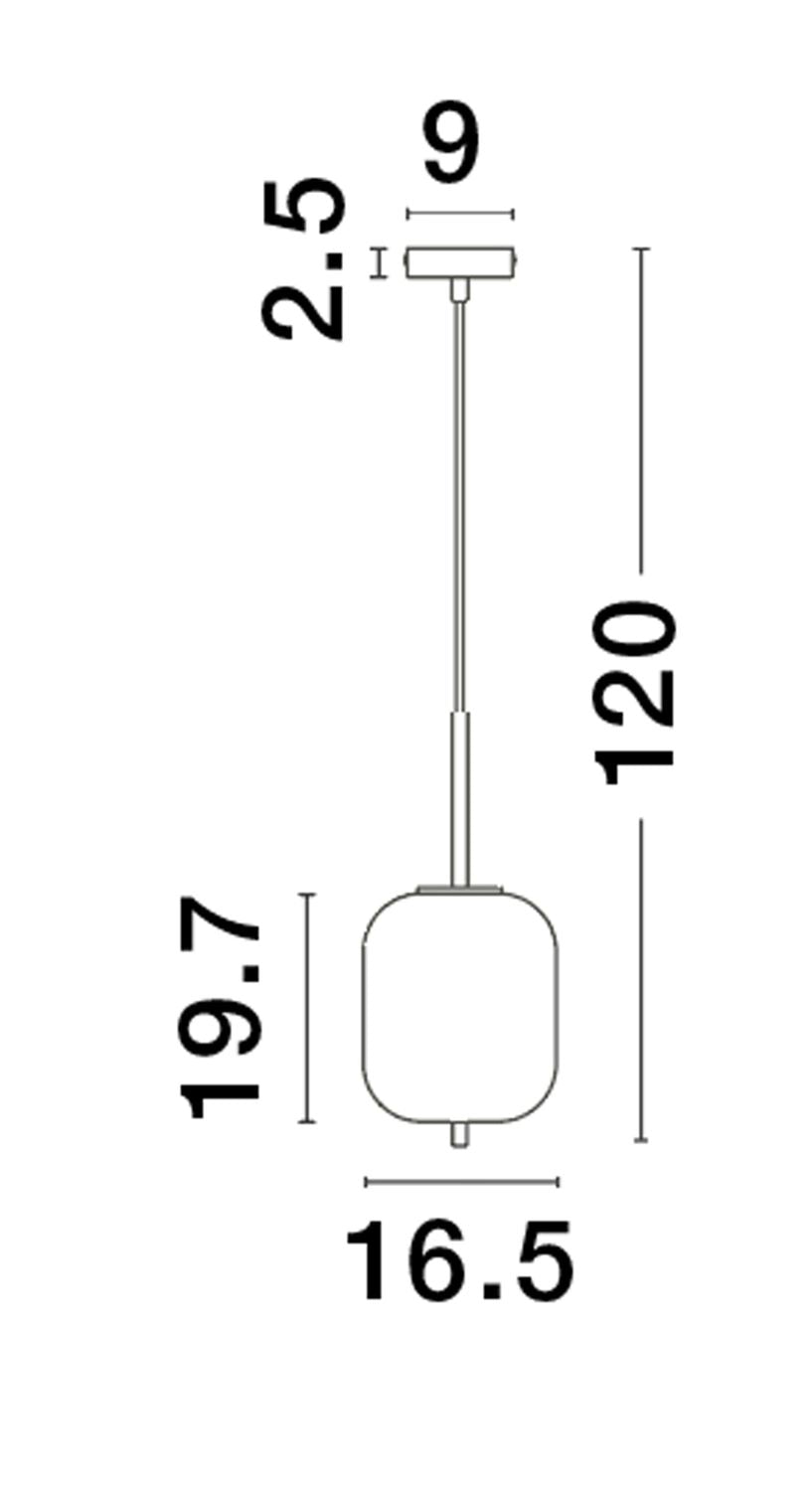 Suspension Lato dorée et fumée, verre (9624097)