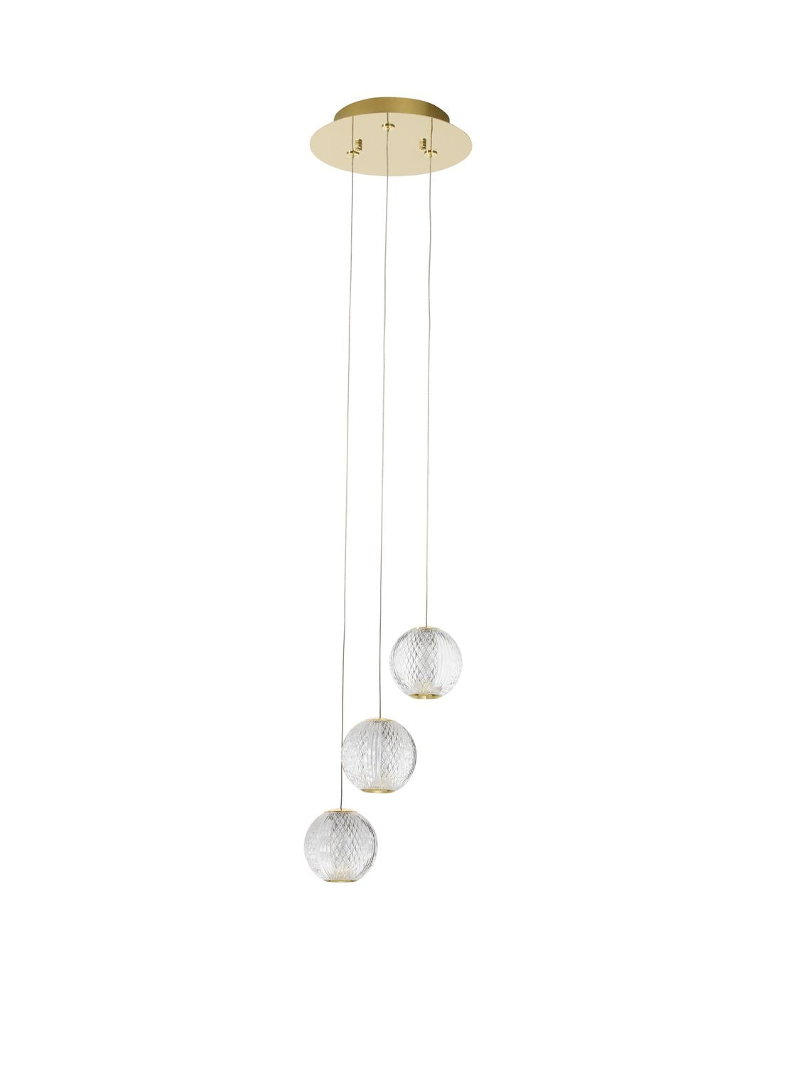 Produit détouré sur fond blanc montrant trois globes et le support doré