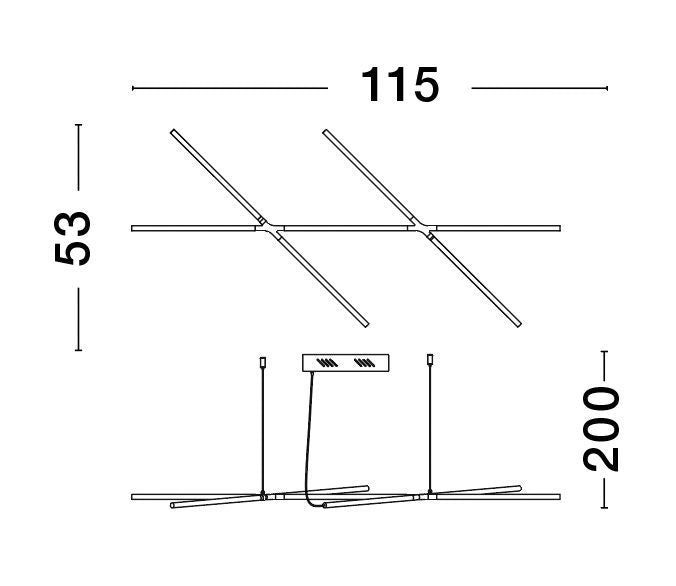 Suspension Raccio noire, H 200 cm (9695213)