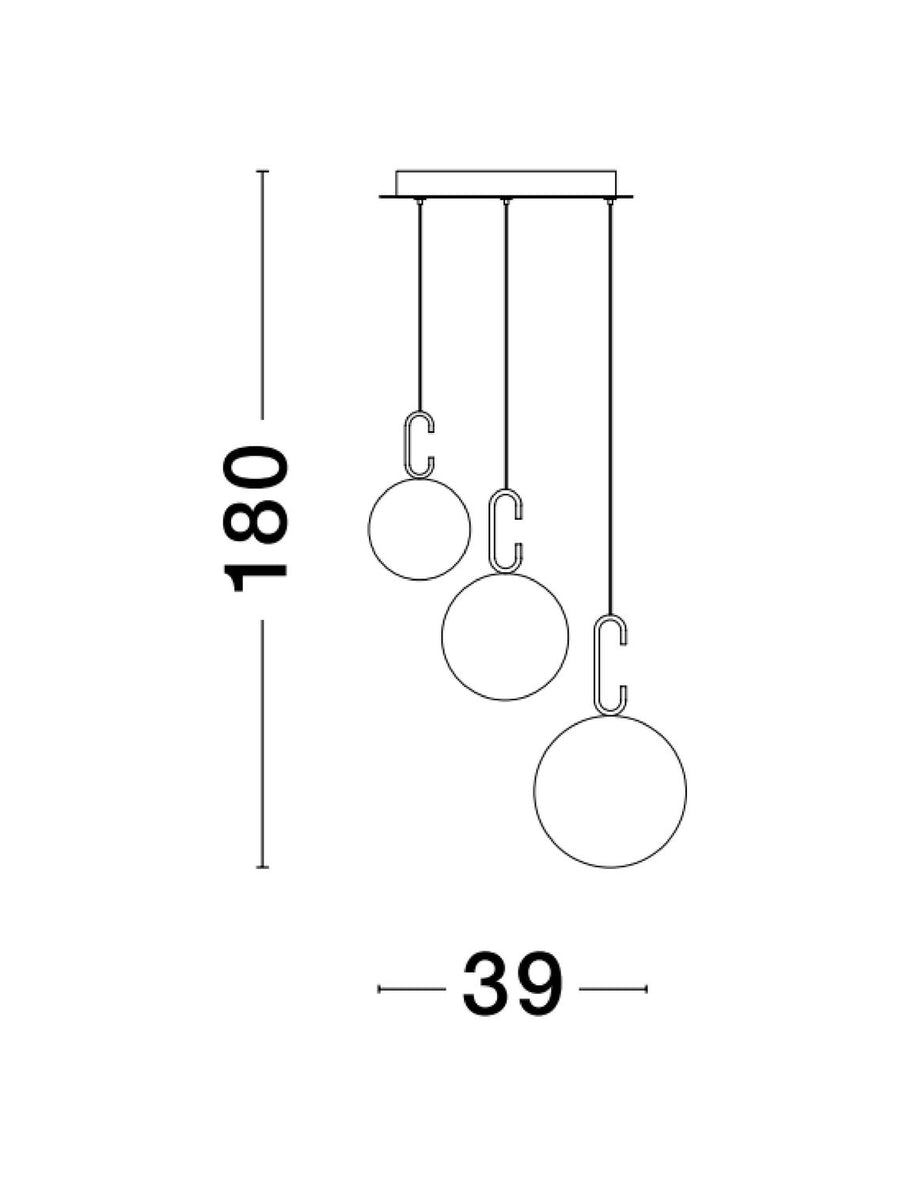 Suspension Hook dorée, verre, H 180 cm (9695223)