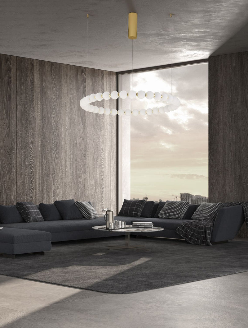 Suspension Perla dorée, verre, H 200 cm (9695231)