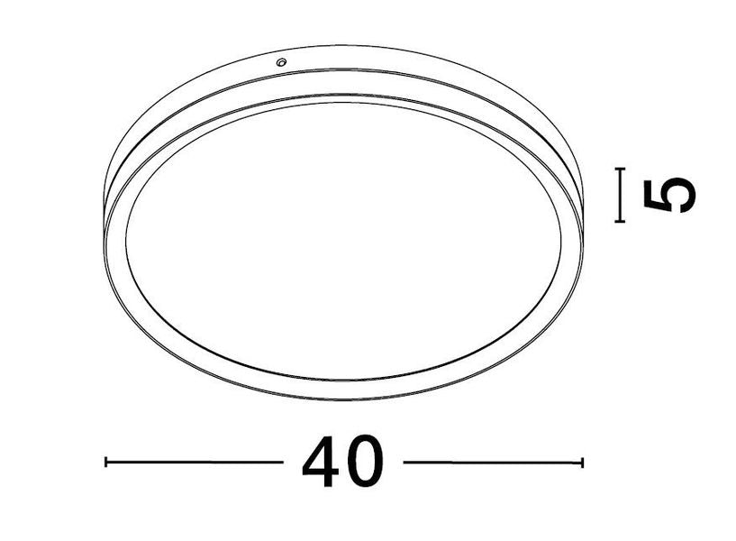 Schéma de dimensions du plafonnier avec diamètre 40 cm et hauteur 5 cm