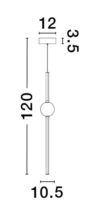 Schéma technique coté : hauteur 120 cm, diamètre de la rosace 12 cm et base 10,5 cm.