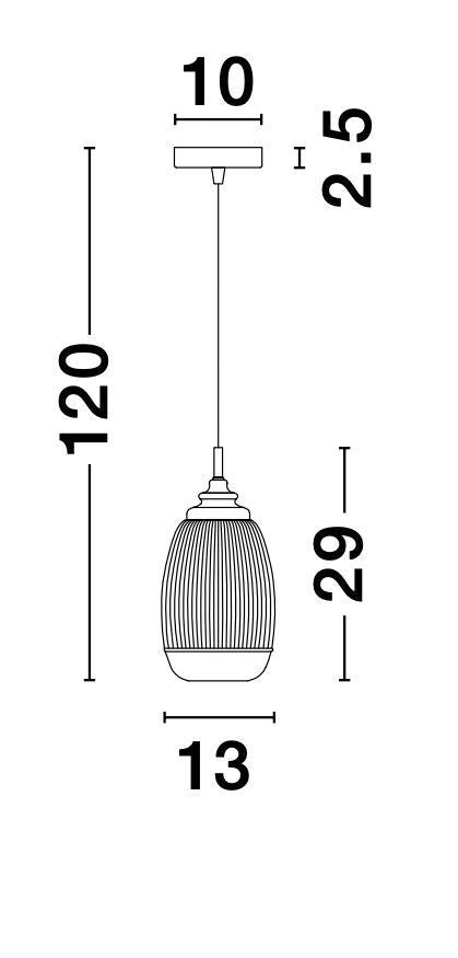 Schéma technique coté : hauteur totale 120 cm, diamètre 13 cm, rosace 10 cm