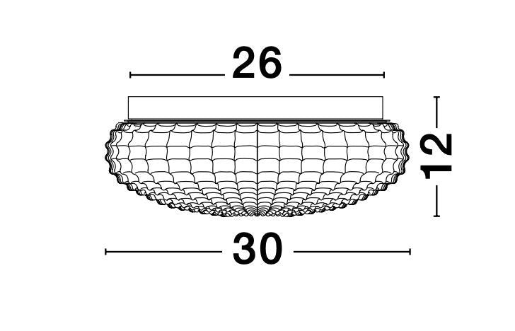 Plafonnier Clam 2 lumières fumé et chromé, verre
