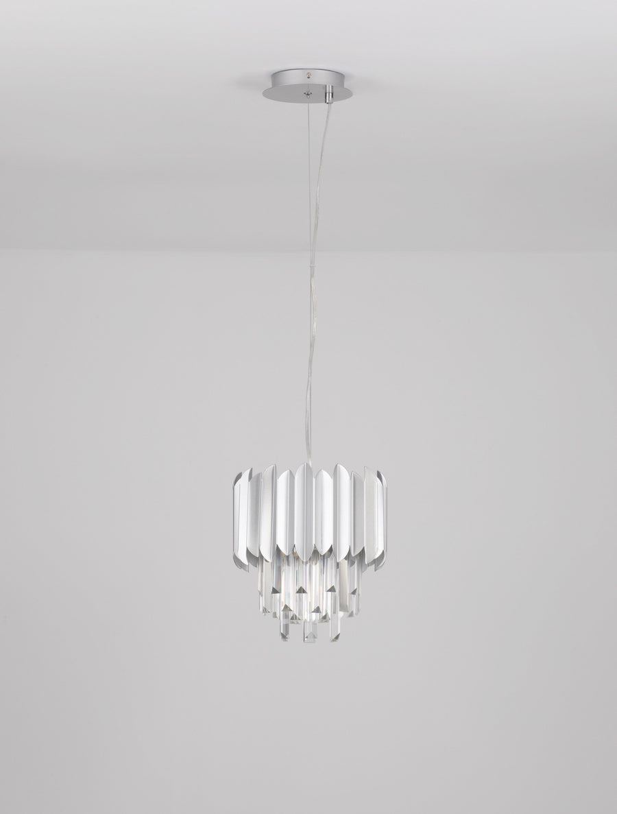 Suspension Magnolia chromée, cristal