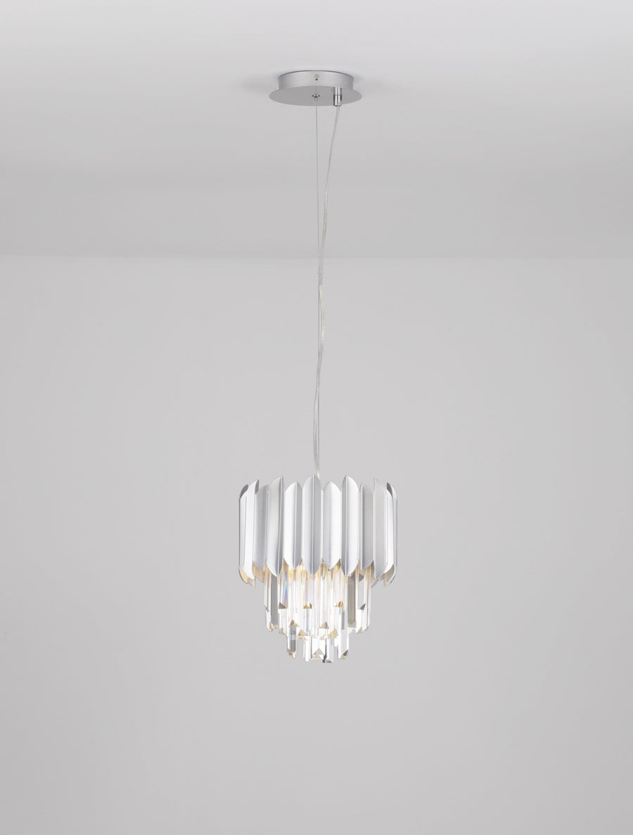Suspension Magnolia chromée, cristal