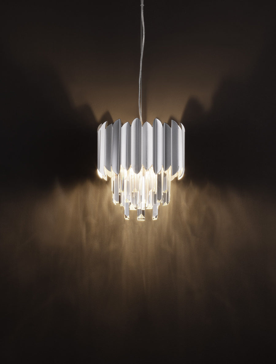 Suspension Magnolia chromée, cristal
