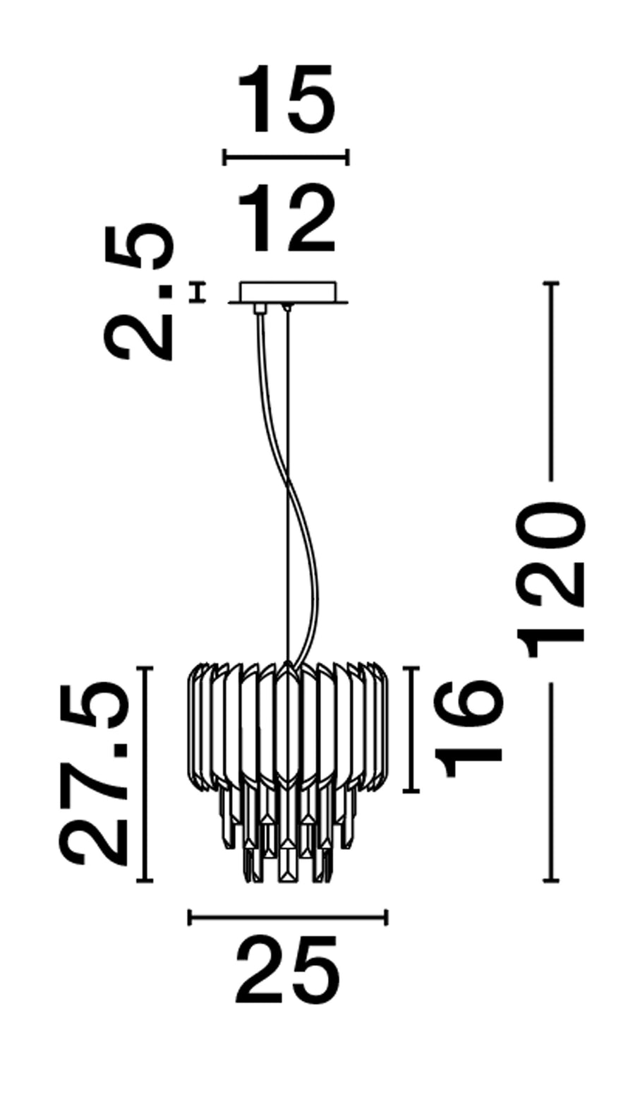Suspension Magnolia chromée, cristal