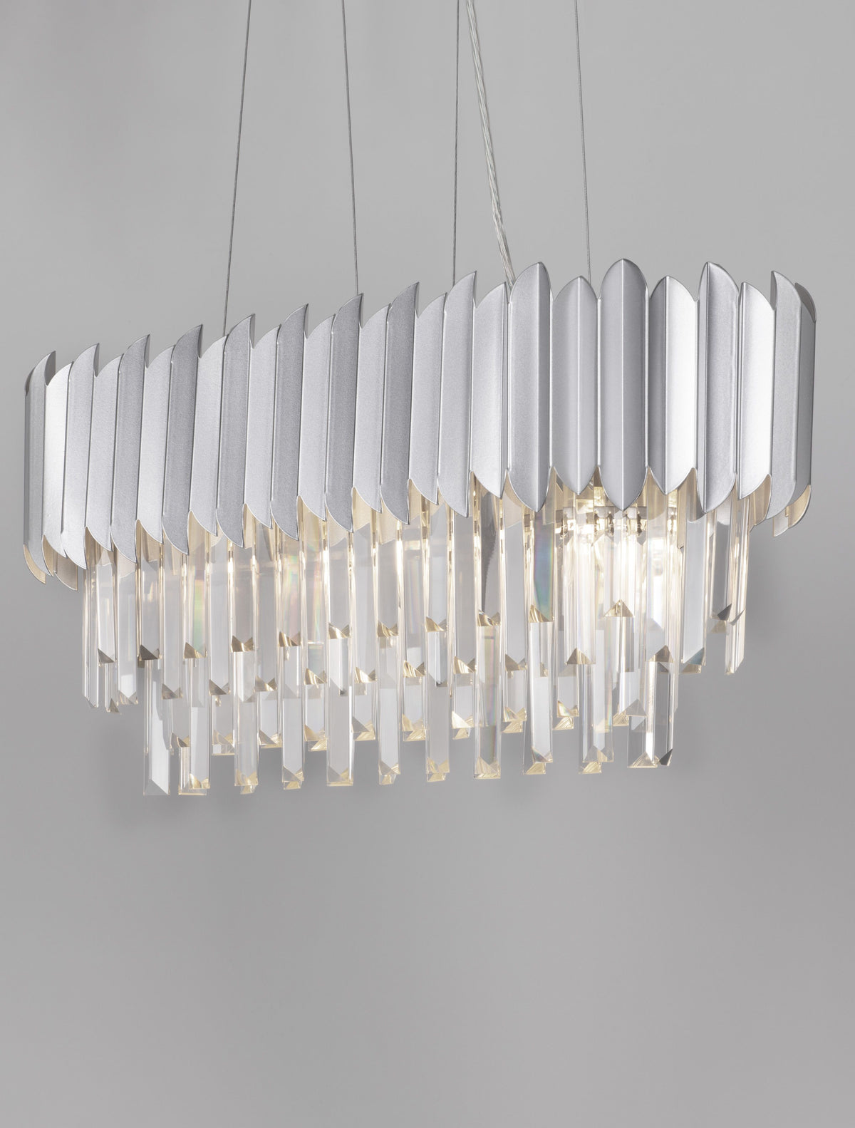 Suspension Magnolia 5 lumières chromée, cristal
