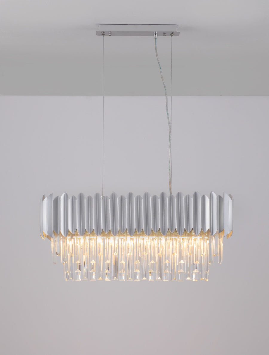 Suspension Magnolia 5 lumières chromée, cristal