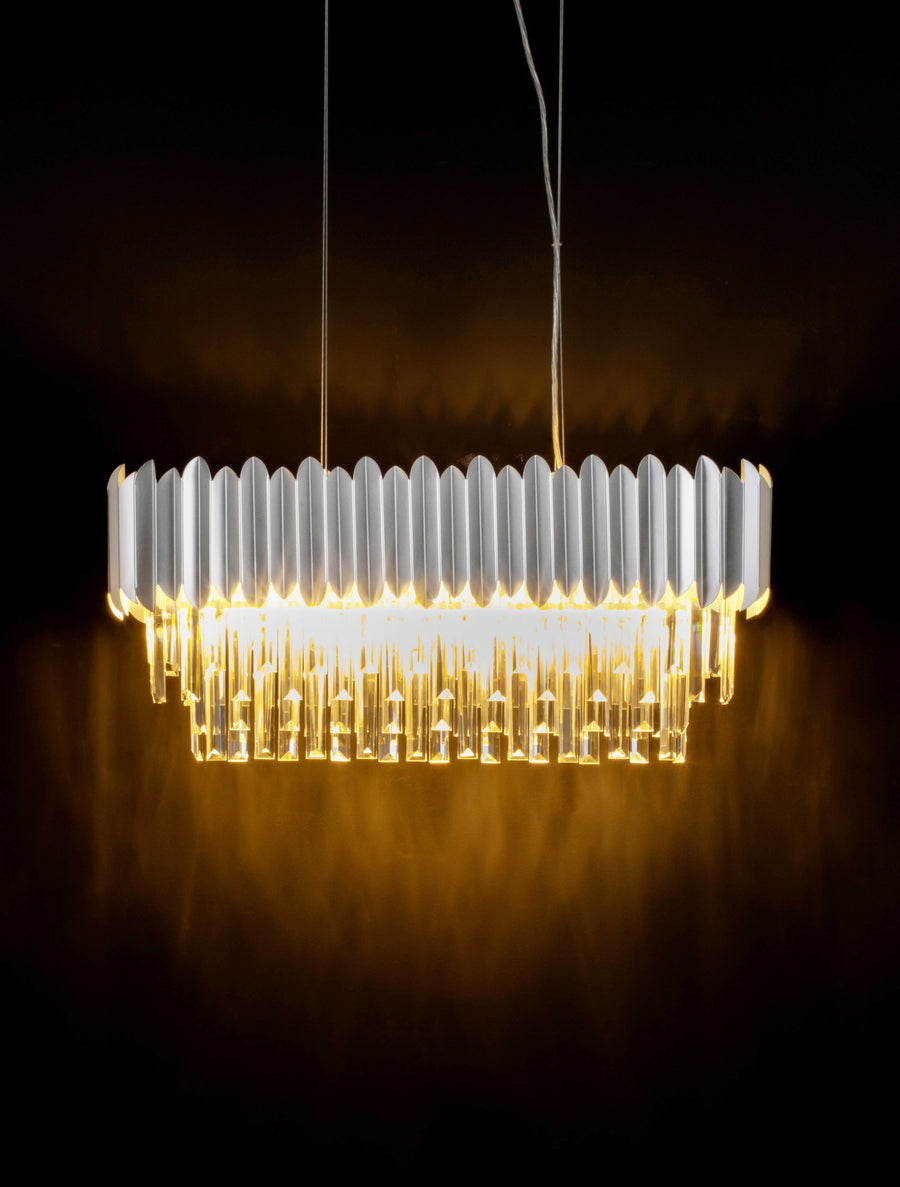 Suspension Magnolia 5 lumières chromée, cristal