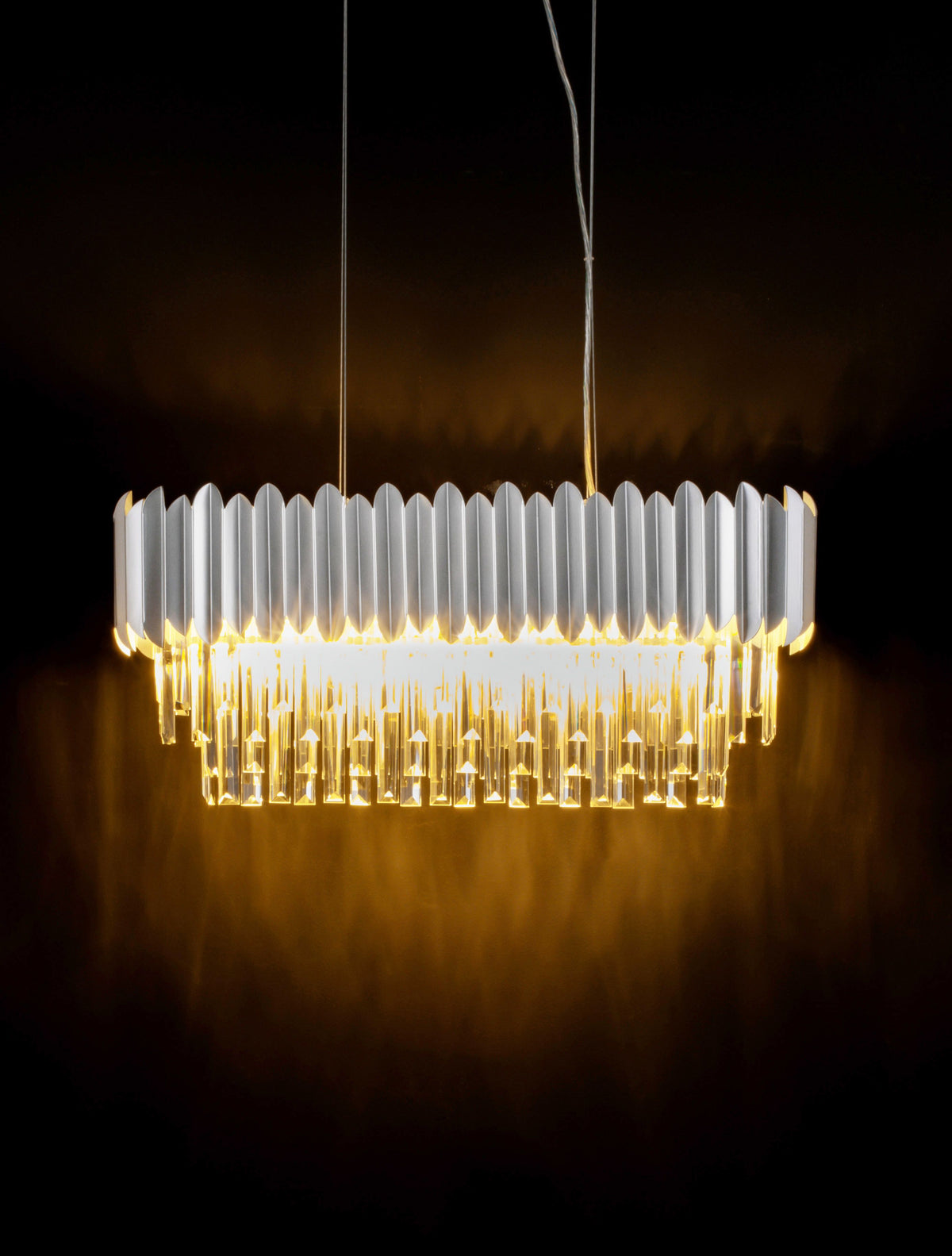Suspension Magnolia 5 lumières chromée, cristal