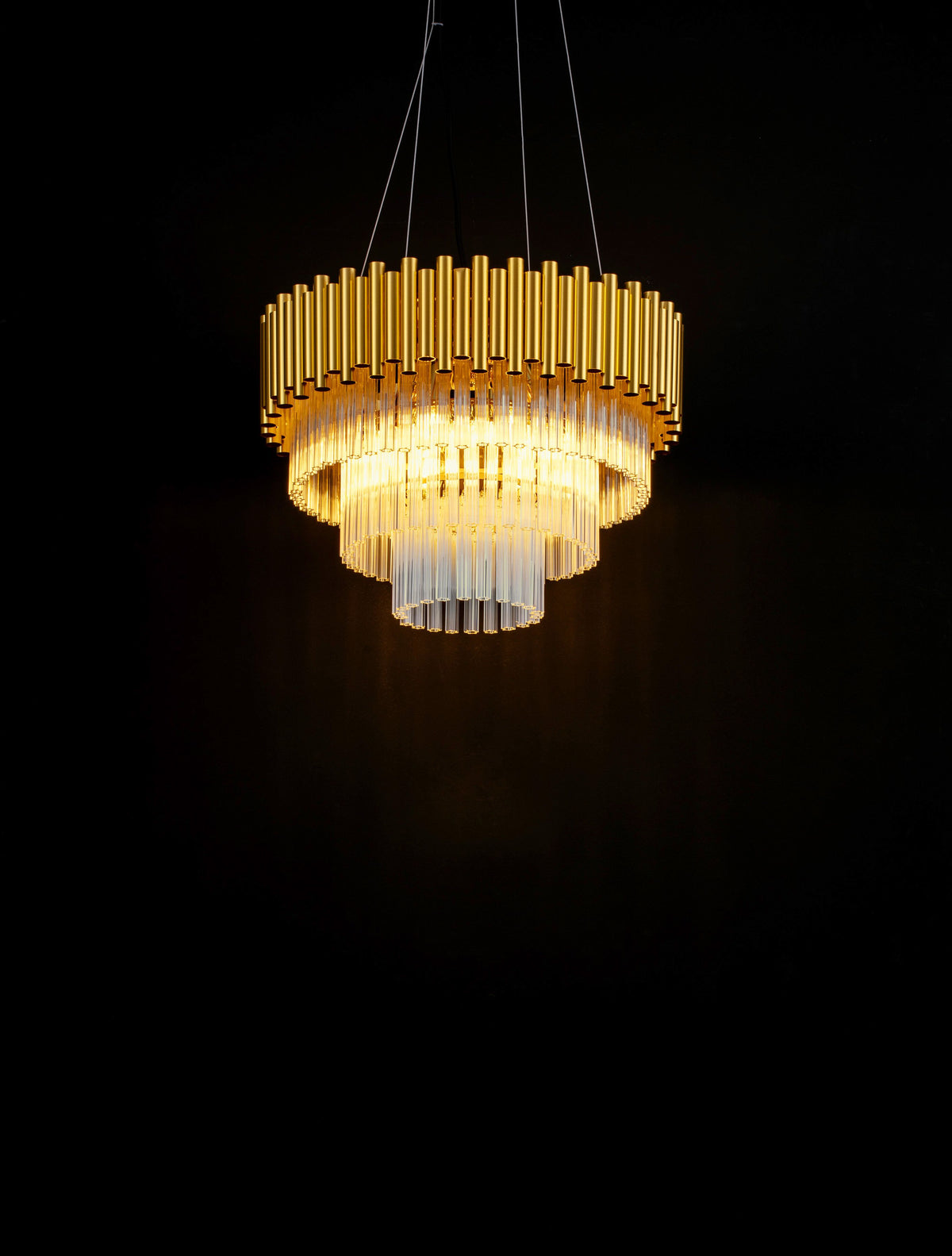 Suspension Magnolia 6 lumières dorée, cristal (9824081)