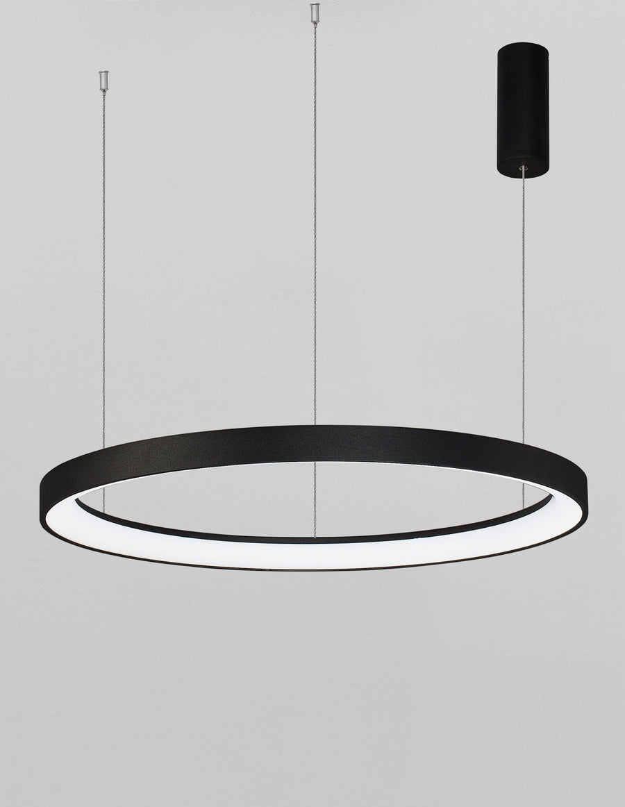 Détail rapproché de l'anneau avec le bandeau LED blanc allumé