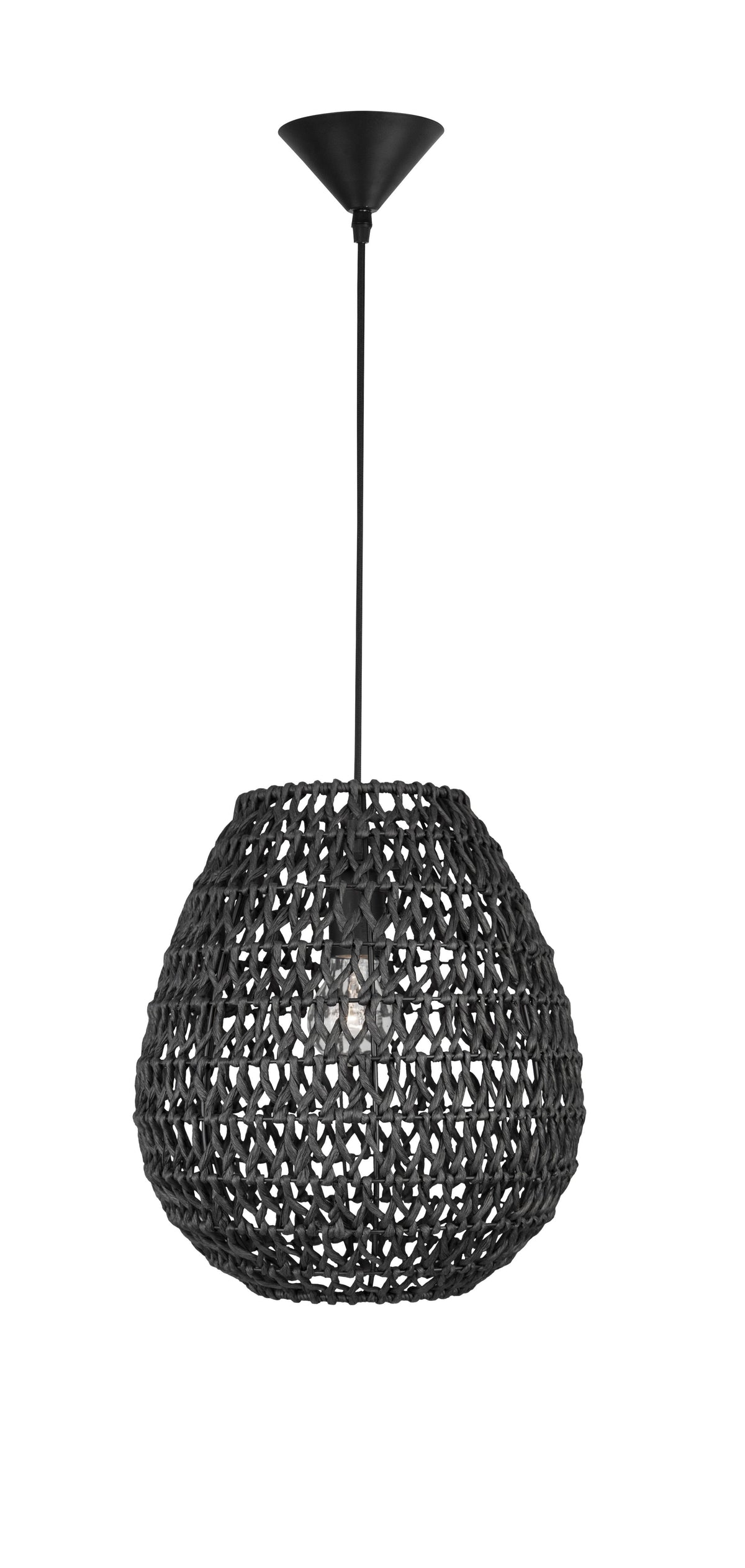 Suspension Griffin noire, rotin