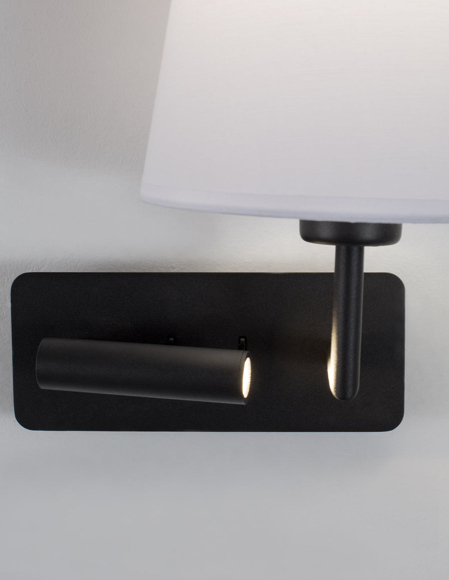 Applique murale Savona 2 lumières noire, tissu
