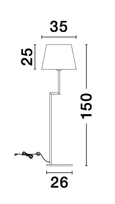 Lampadaire Savona noir, tissu