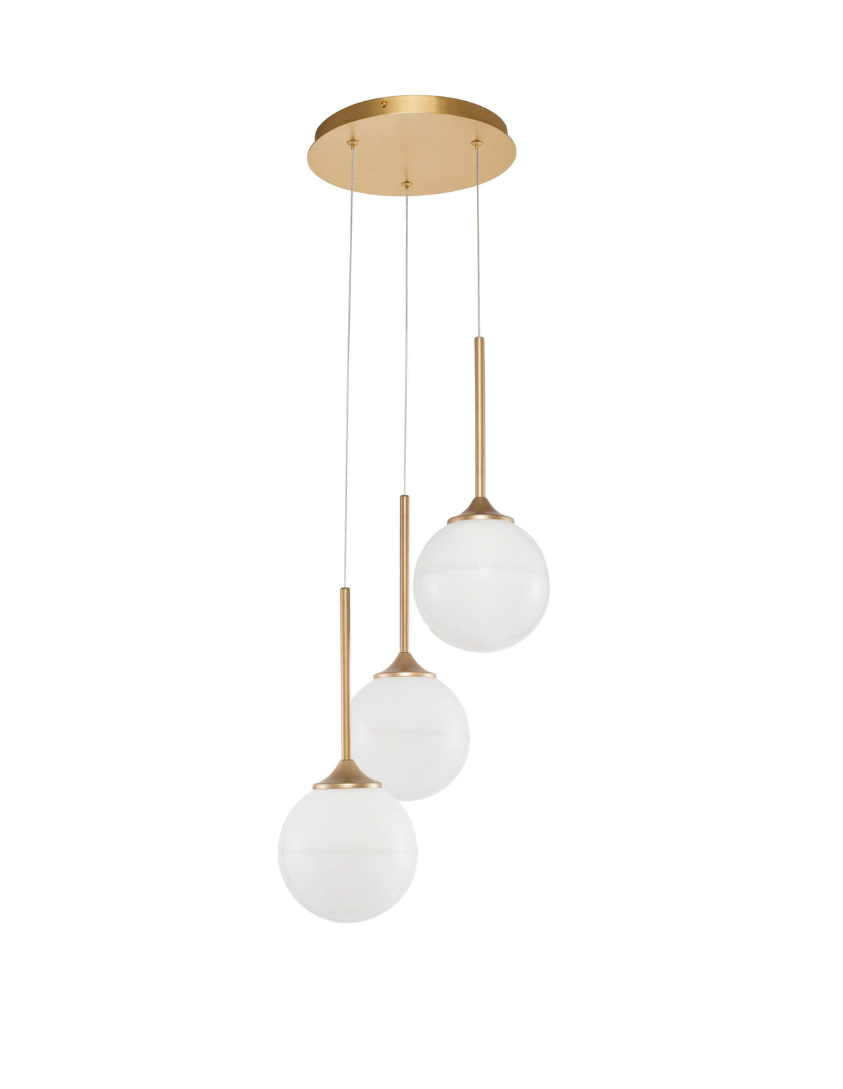 Suspension Cantona 3 lumières dorée, verre (9960613)
