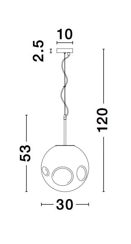 Schéma coté indiquant hauteur totale 120 cm et diamètre 30 cm.