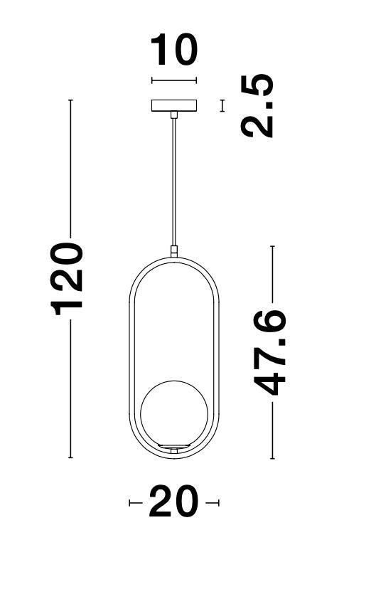 Schéma coté de la suspension avec hauteur totale et dimensions du cadre