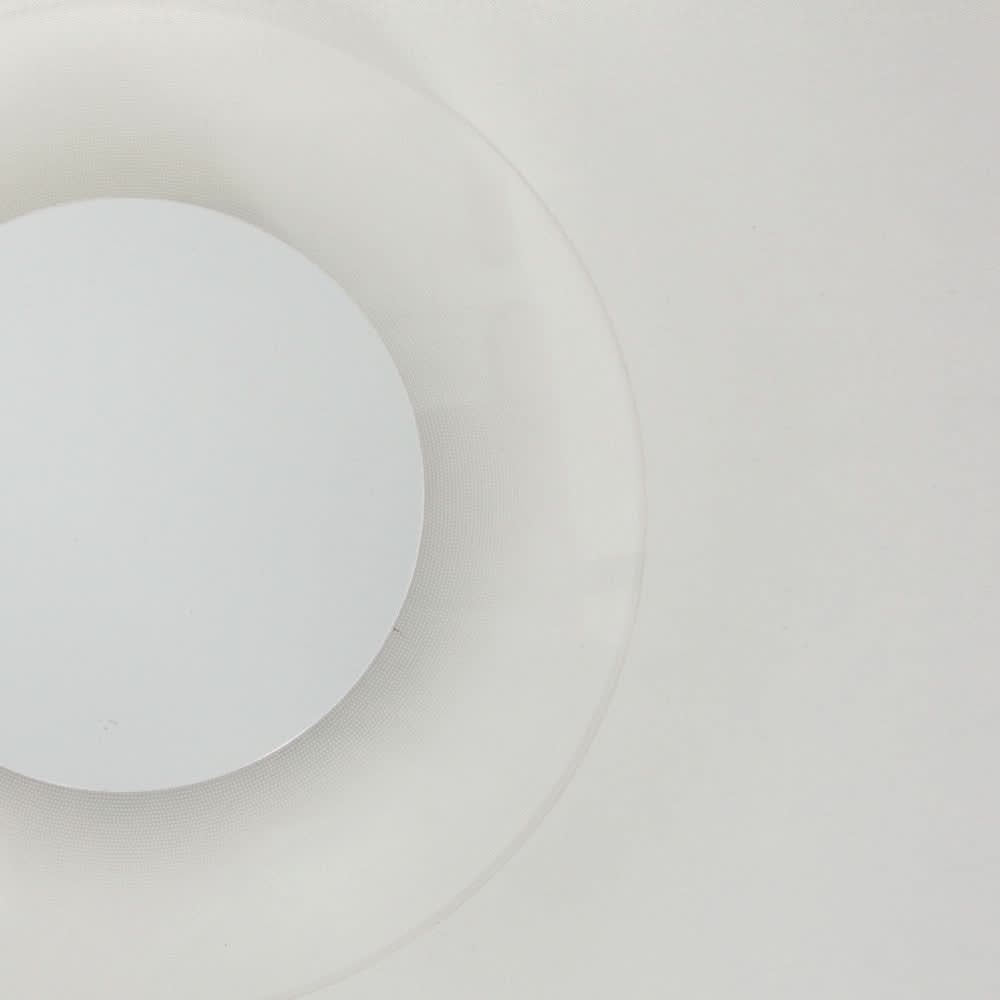 Détail rapproché du bord blanc translucide et du diffuseur central gris