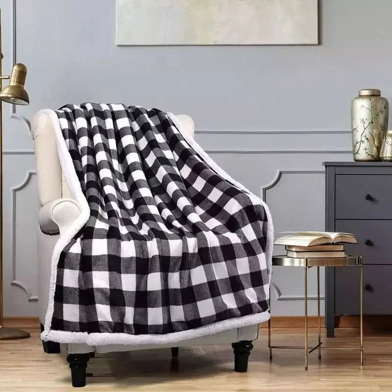 Plaid à Carreaux Écossais | Élégance et Confort - Designix Plaid Bleu & Blanc | Petit Carreau 130x150cm
