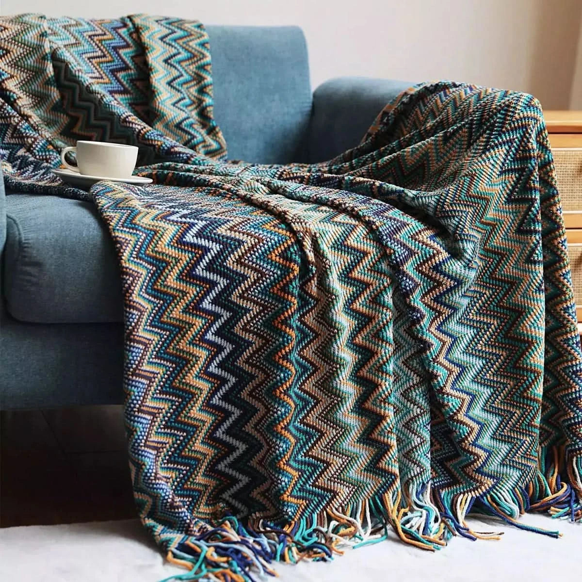 Plaid Indien Vintage | Esprit Navajo - Designix Plaid Bleu 127x180cm