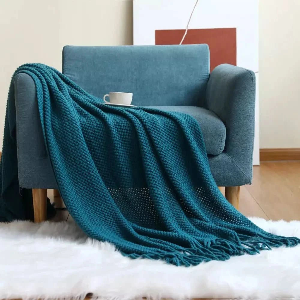 Plaid pour Fauteuil | Confort Tissé - Designix Plaid Bleu 127x172cm