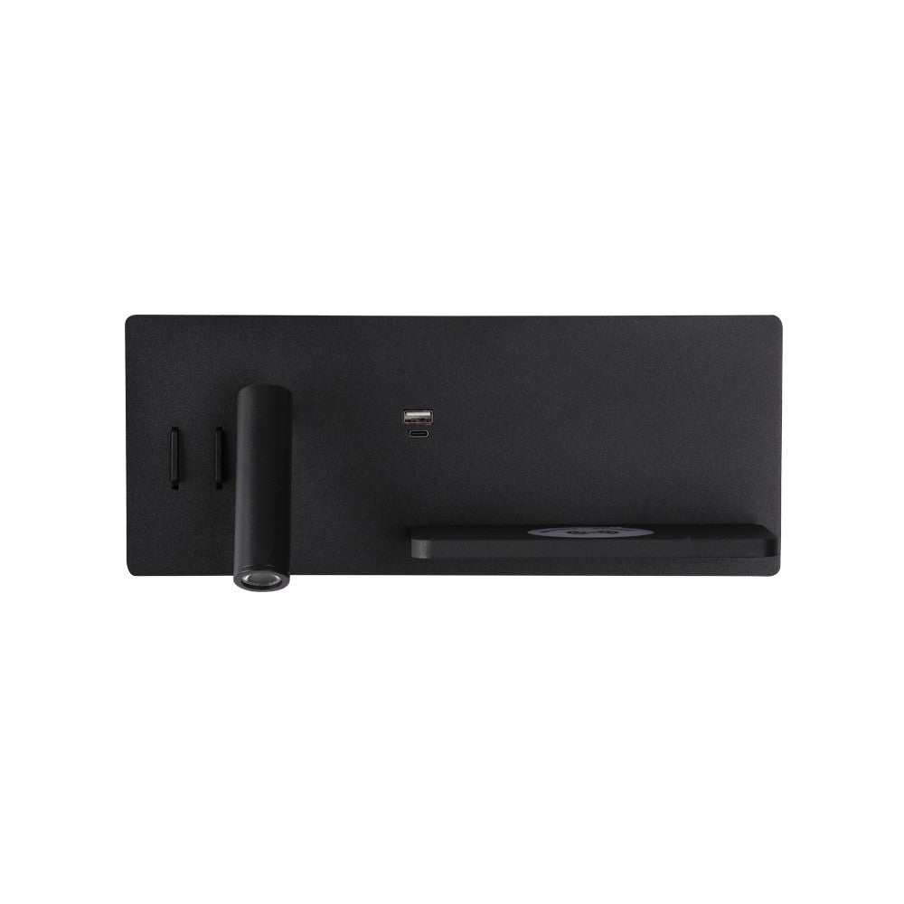 Applique Murale ZAMBELIS Gauche 3W+6W Direct/Indirect 3-en-1 DESIGN Noir Mat 25183