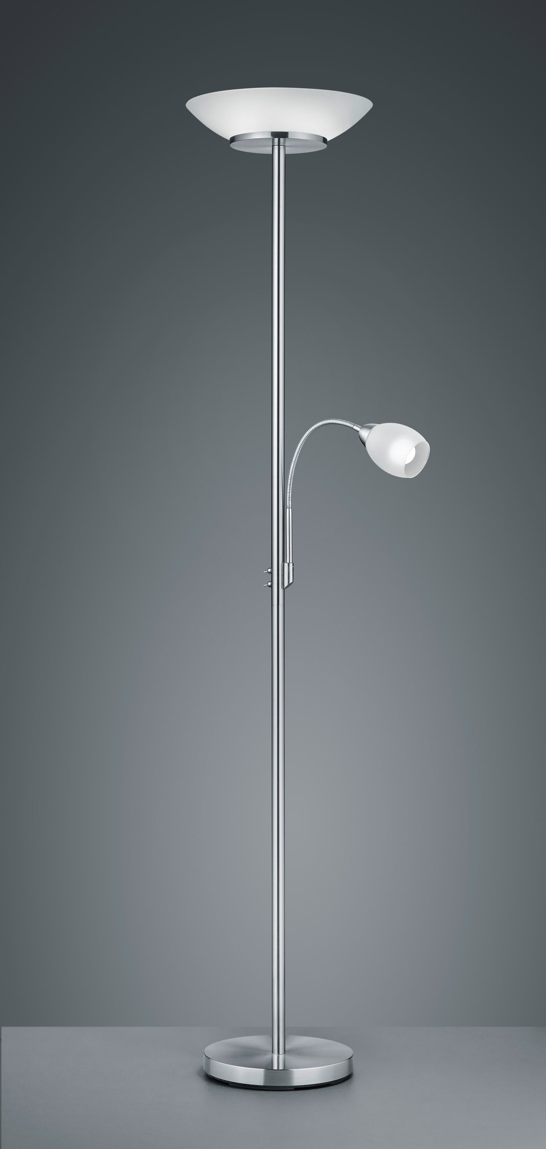 Lampadaire Gerry 2 lumières nickel satiné