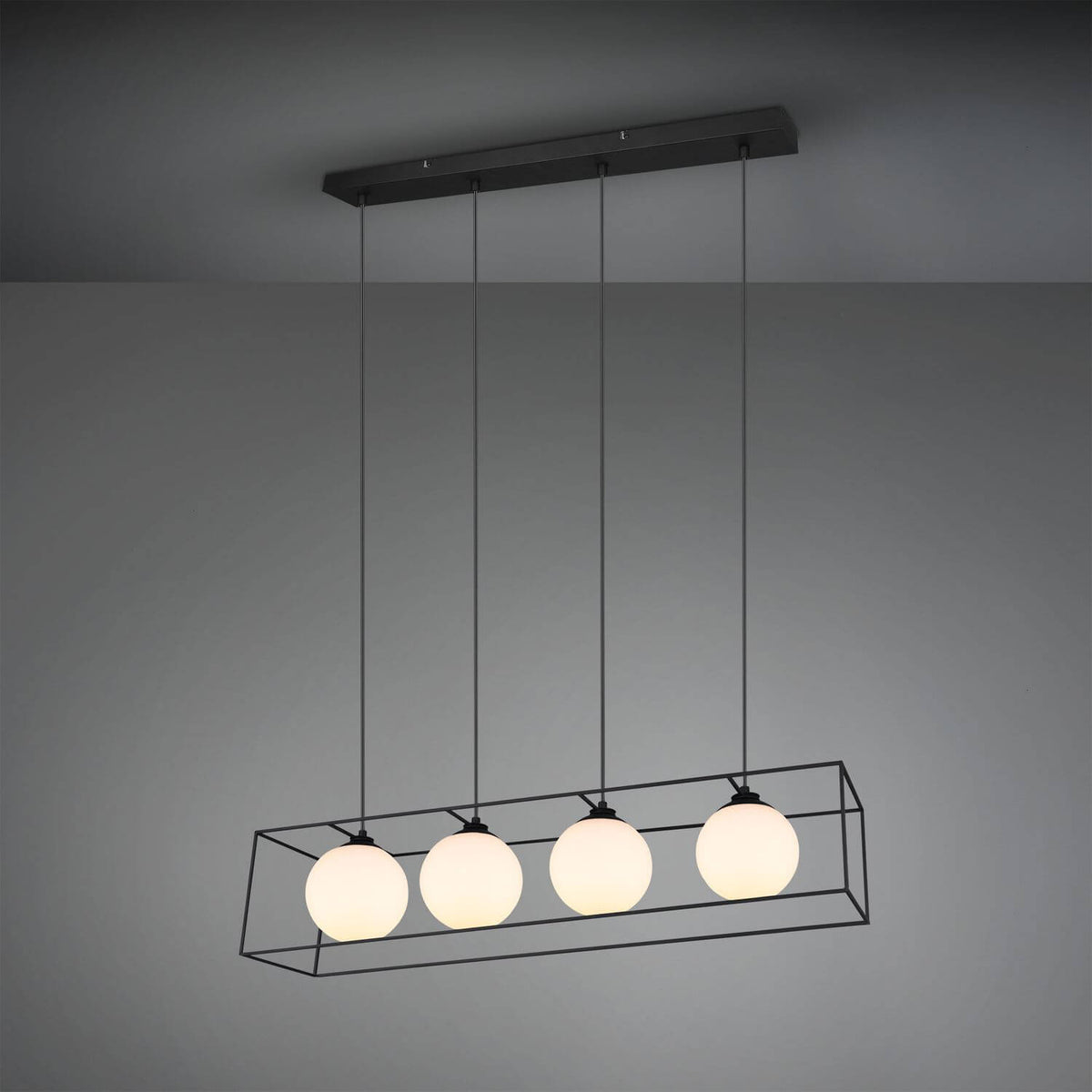 Suspension Gabbia 4 lumières noire mat