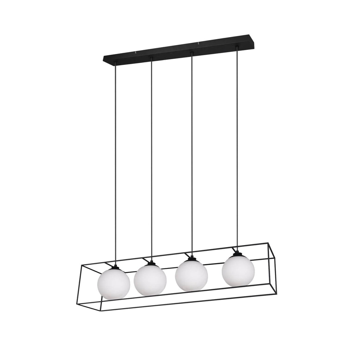 Suspension Gabbia 4 lumières noire mat