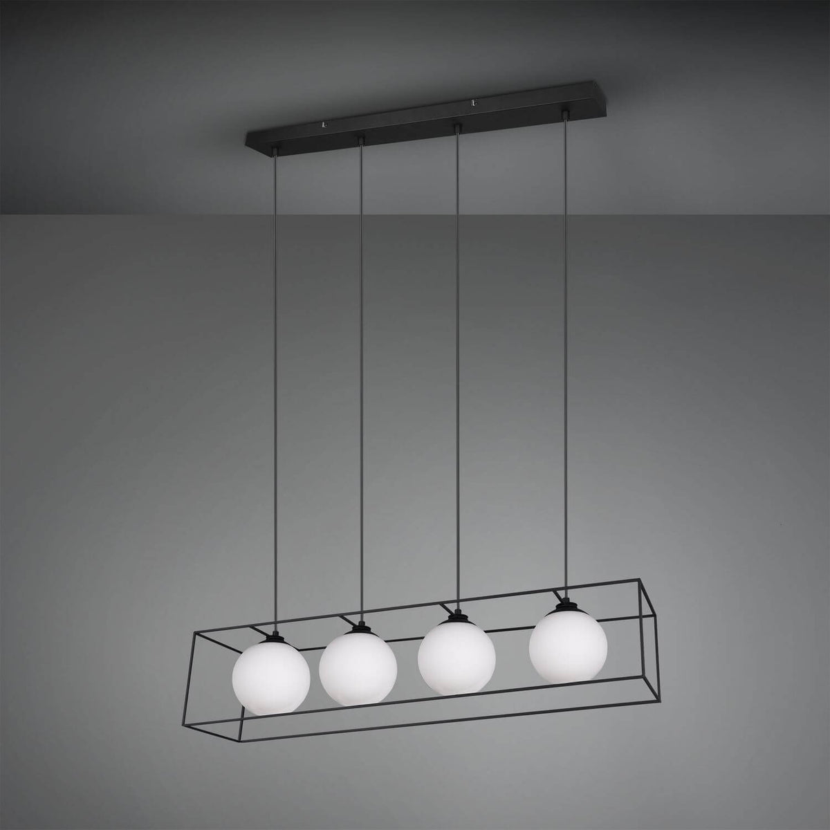 Suspension Gabbia 4 lumières noire mat