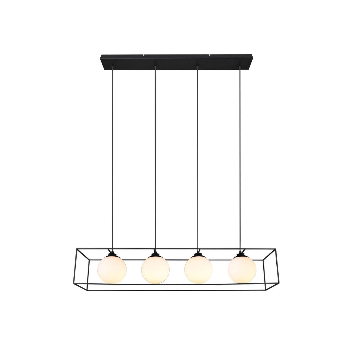 Suspension Gabbia 4 lumières noire mat