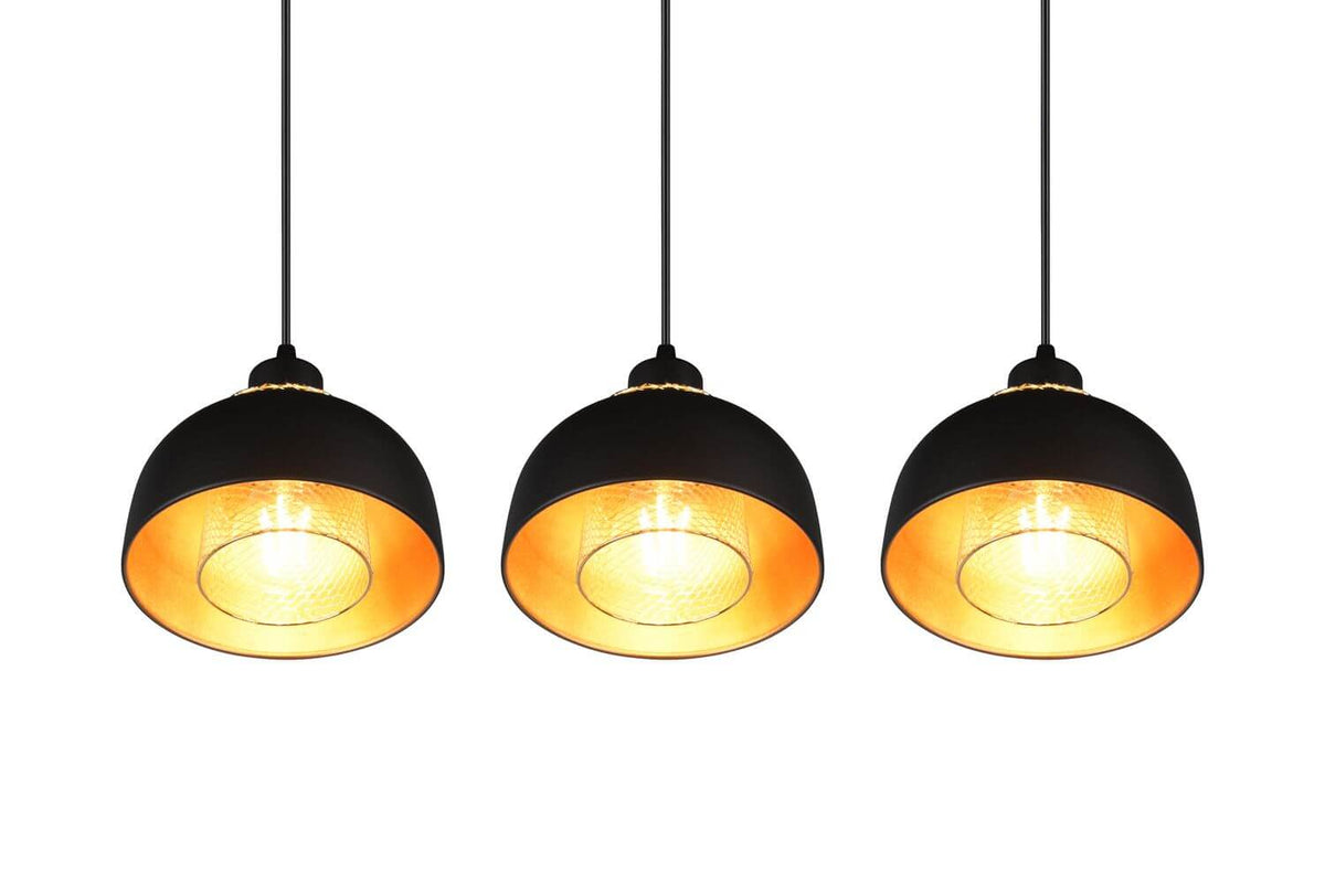 Suspension Punch 3 lumières noire mat
