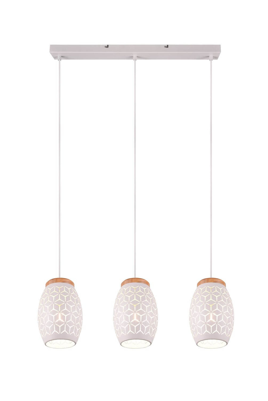 Suspension Bidar 3 lumières blanche mat