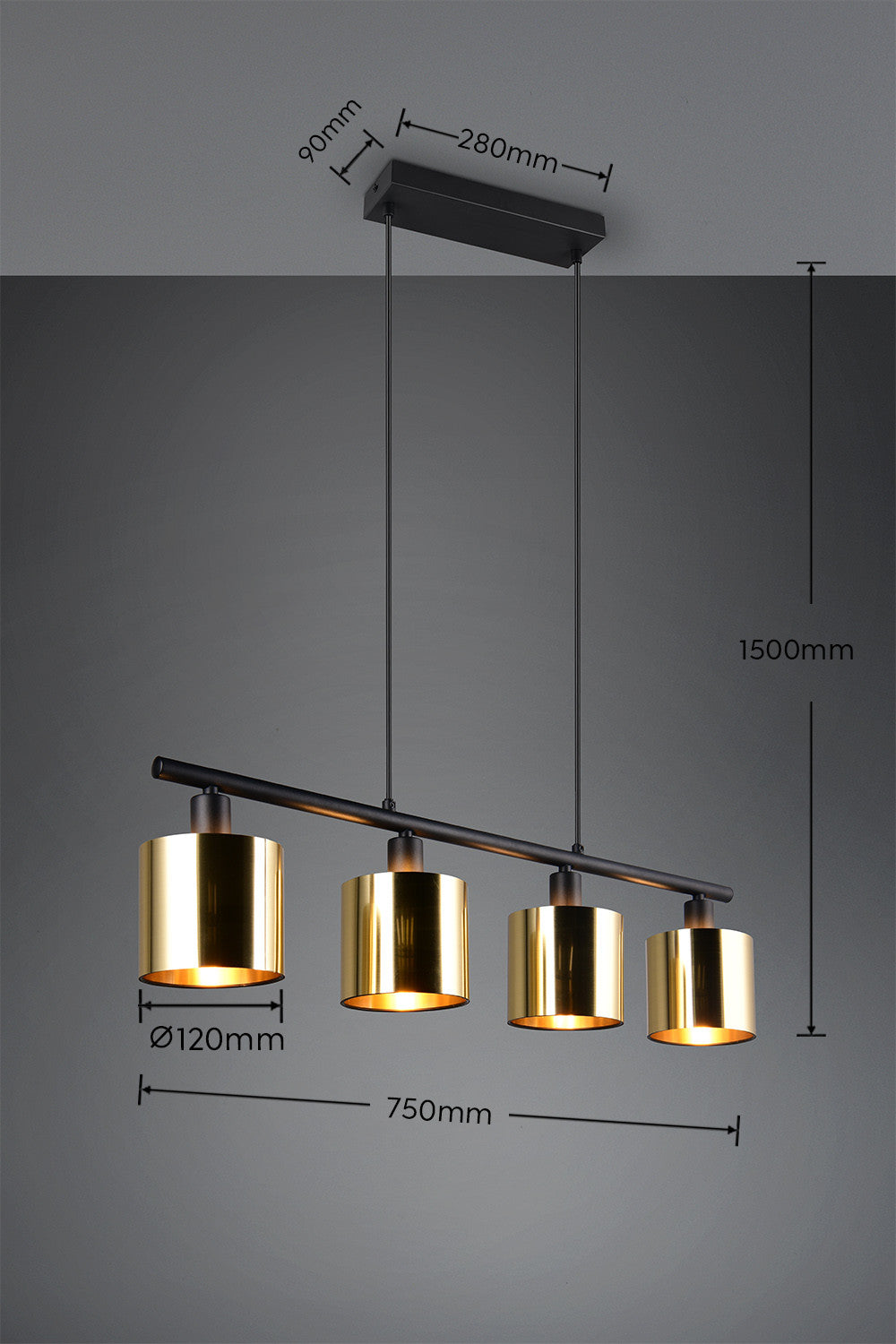 Suspension Jason 4 lumières dorée