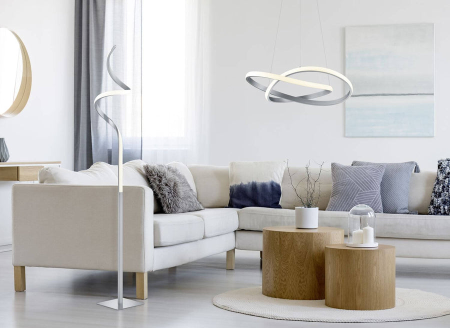 Lampadaire Course nickel satiné