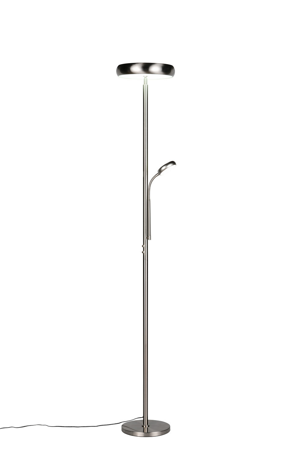 Silhouette complète du lampadaire avec pied plat et bras de lecture incliné