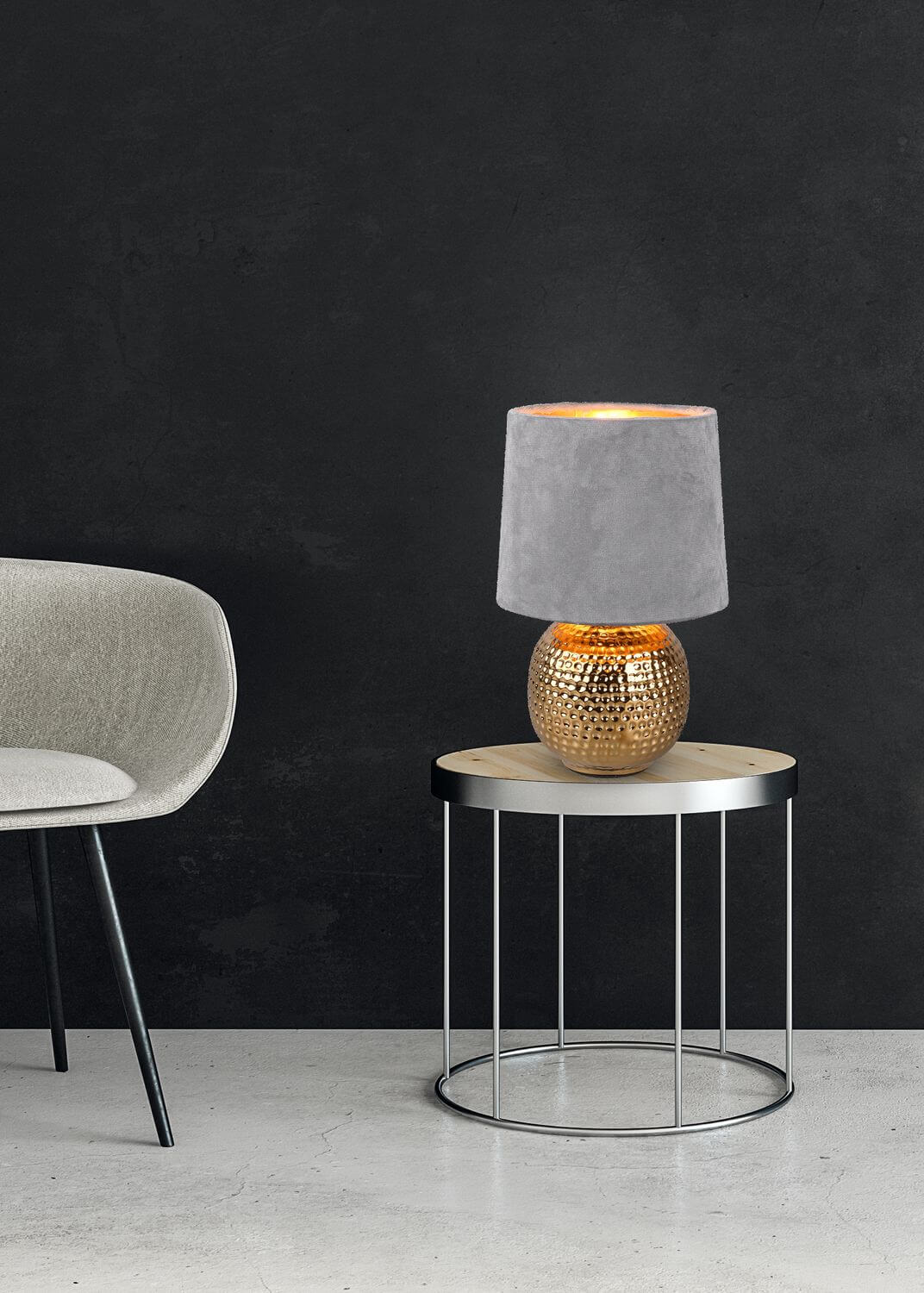 Lampe à poser Sophia dorée et grise, céramique