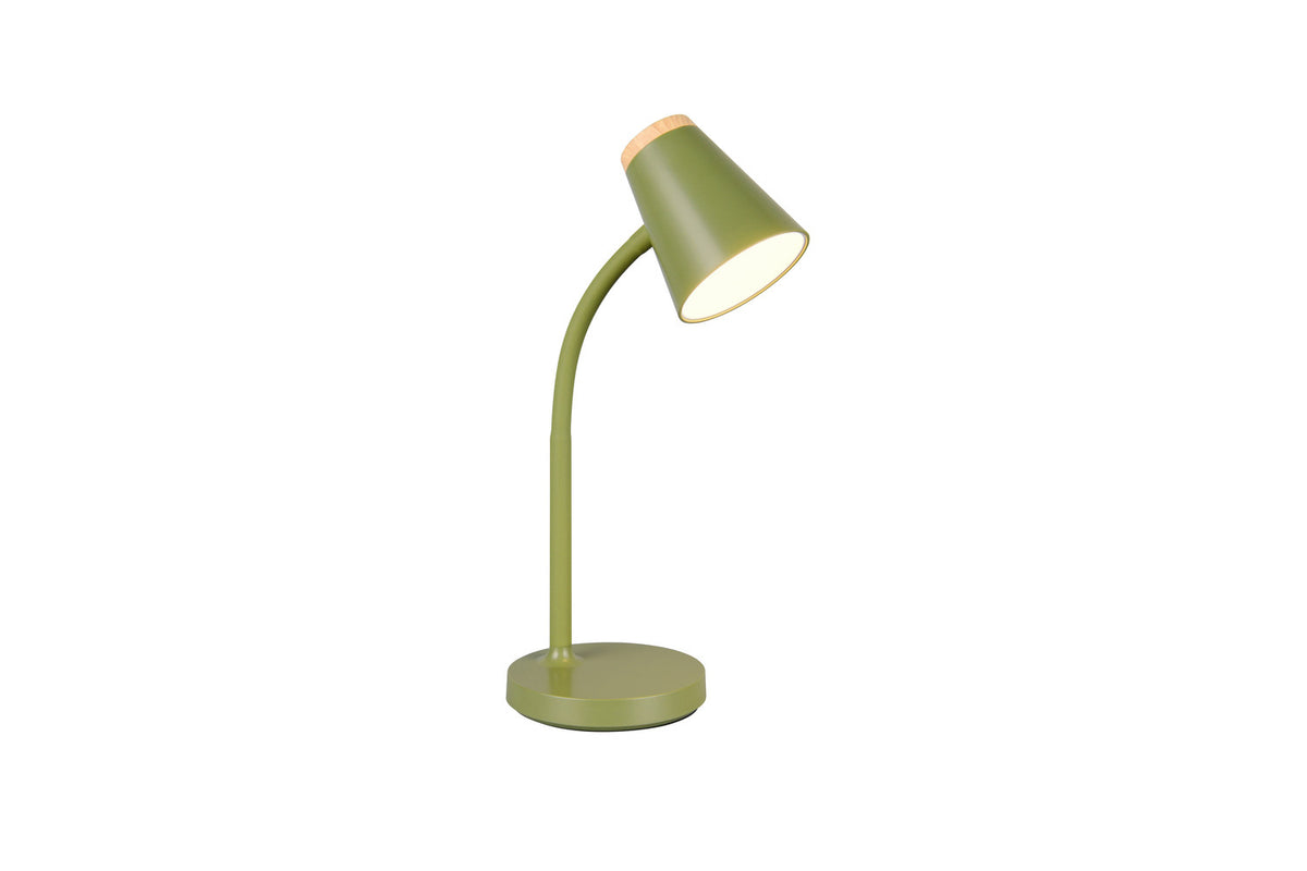 Photo produit de la lampe à poser verte, orientée vers la gauche sur fond blanc.