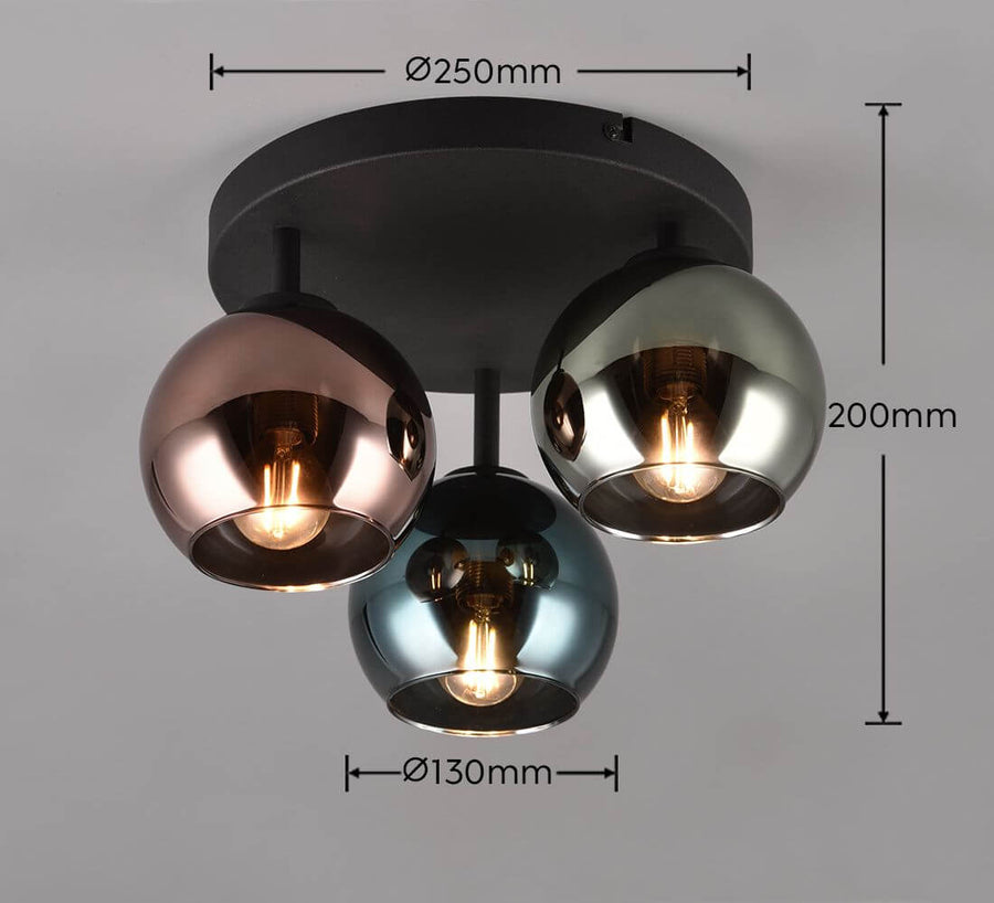Plafonnier Sheldon 3 lumières multicolore
