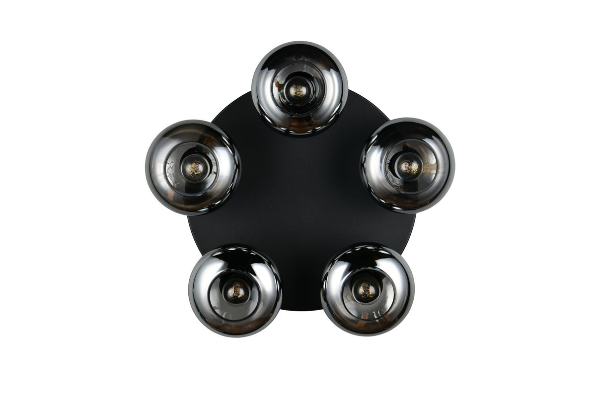 Plafonnier Divina 5 lumières fumé, verre