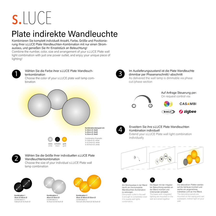 Applique murale LED Cloud indirecte, modèle combiné