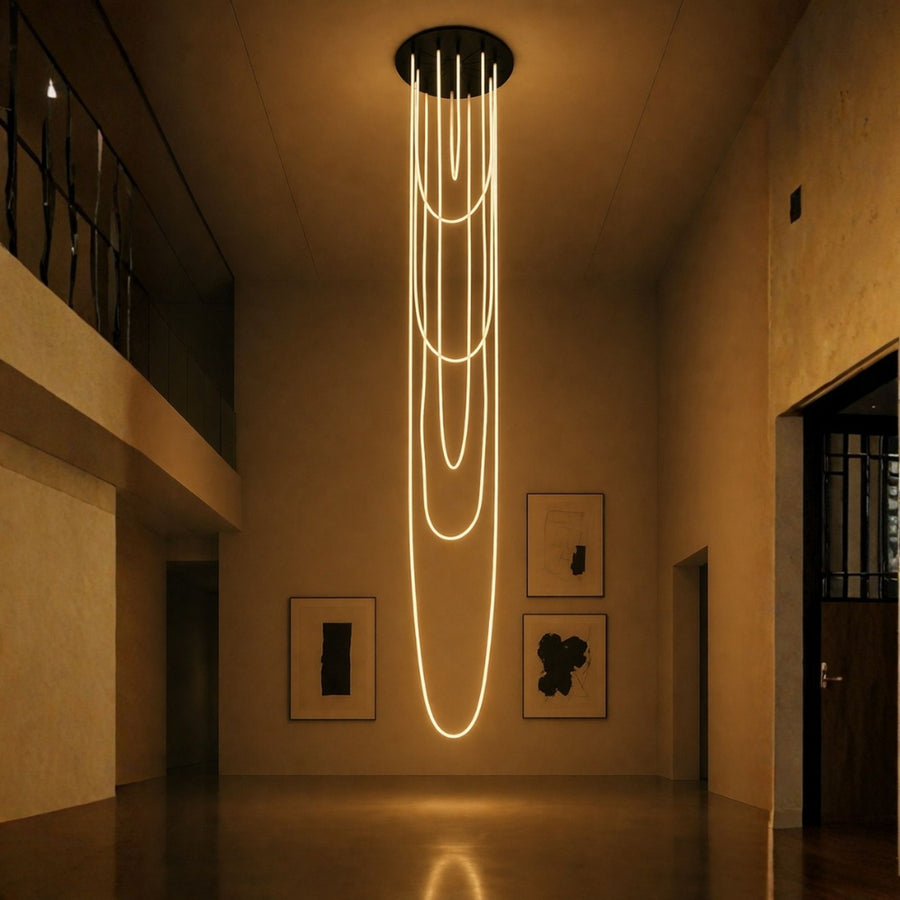Suspension grande hauteur LED Arion XXL, tube lumineux 5,5 m