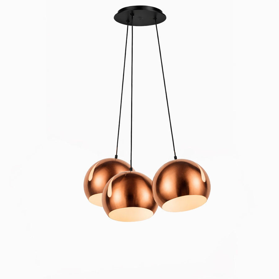 Version cuivree sur fond blanc, cables noirs et rosace plate de fixation